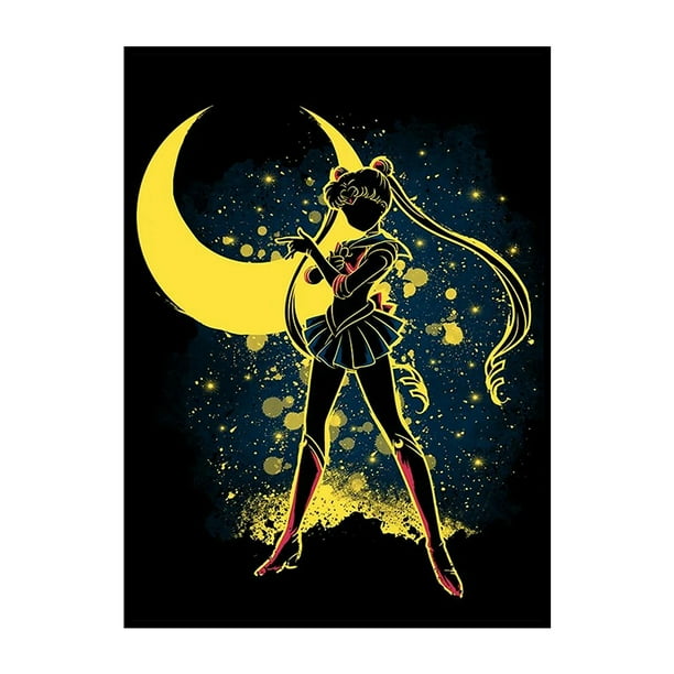 Cuadros Decorativos Kits de bordado de hilo de algodón de 11 quilates con silueta de Sailor Moon Wdftyju embutido en tela