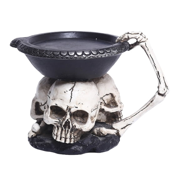 Halloween Skull Candle Holder Bone Candlestick for Gothic Table Decor & Party, for Christmas Home Fireplace Tabletop Spooky Theme Centerpieces