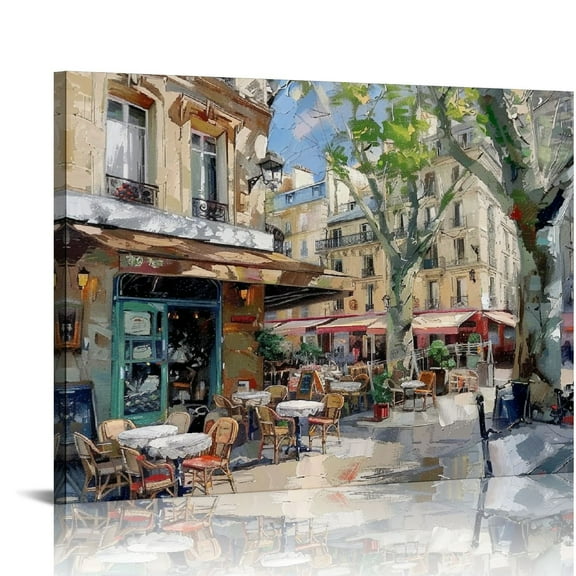 YANMS  Living Room Pictures Wall Decor City Wall Art Large Paintings for Living Room French Art Bistro Paris I Canvas Wall Decor  20x16in