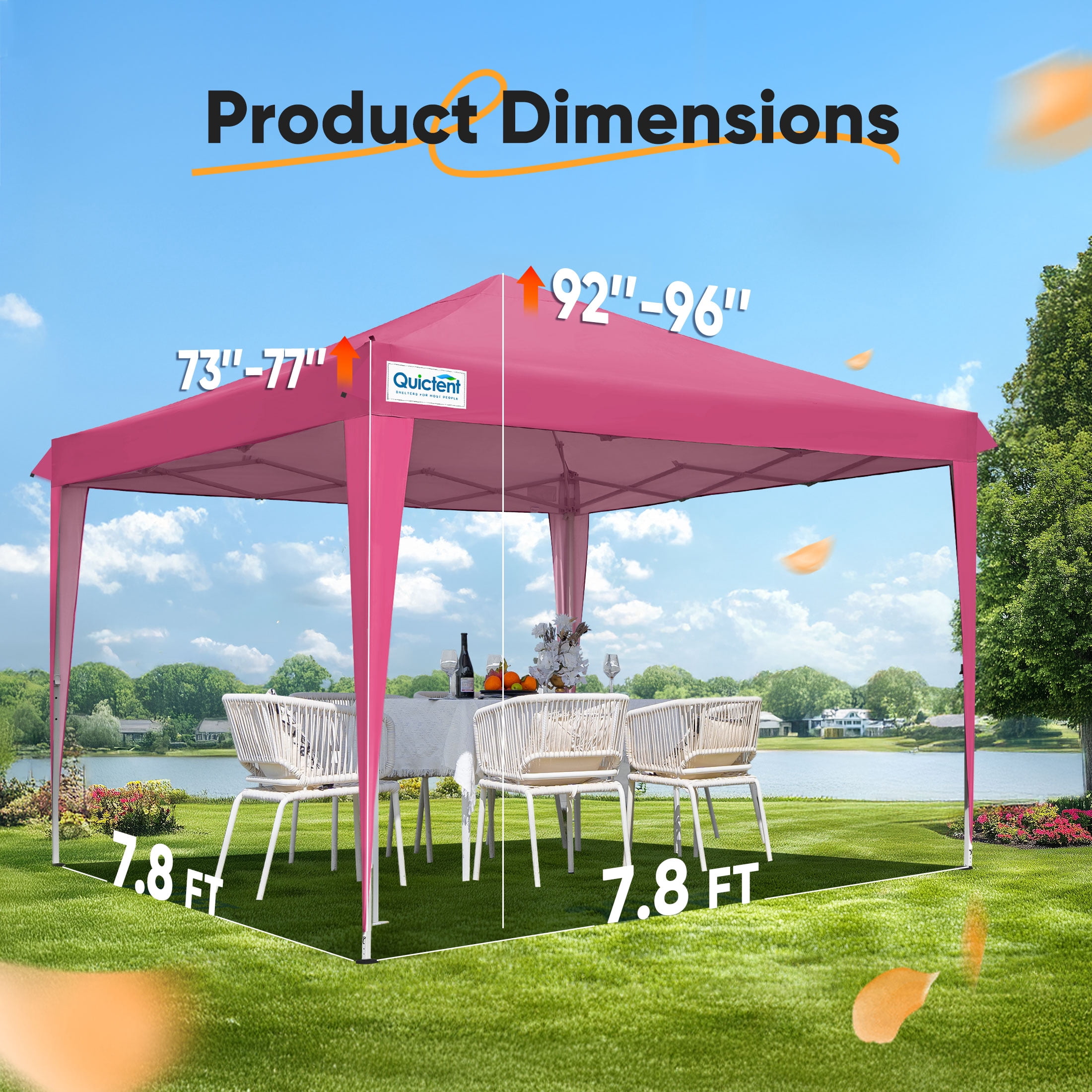Quictent 7.8x7.8FT Pop Up Canopy Tent Adjustable Height Instant