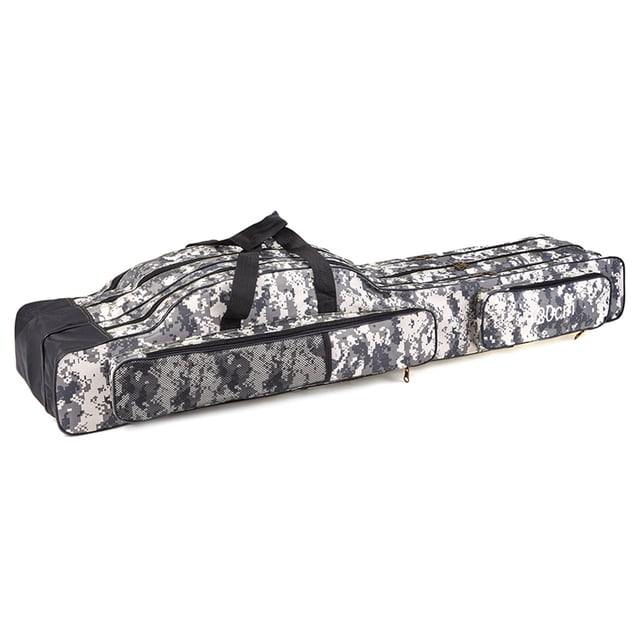 Sac de Pêche à 3 Couches Sac Portable Pliable pour Canne à Pêche et Moulinet Sac de Transport pour Équipement de Pêche Étui Sac de Rangement de Voyage