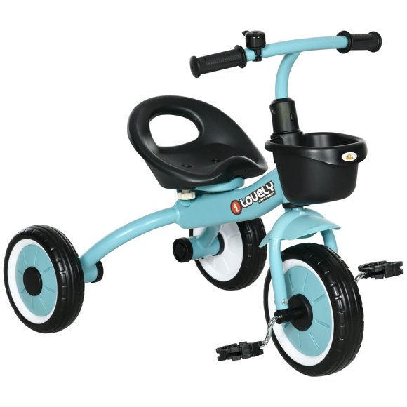 Qaba Tricycle pour Enfants de 2 à 5 Ans, Vélo pour Tout-Petits avec Siège Ajustable, Bleu