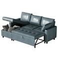 thumbnail image 2 of AECOJOY Sofa Bed, 3 in 1 Sleeper Sofa with Storage Chair, Faux Leather L Shape Couch, Sectional Pull Out Sofa Bed Mid Century Modern Couch for Living Room Clearance, Comfy Sleeper Couch in Blue, 2 of 8