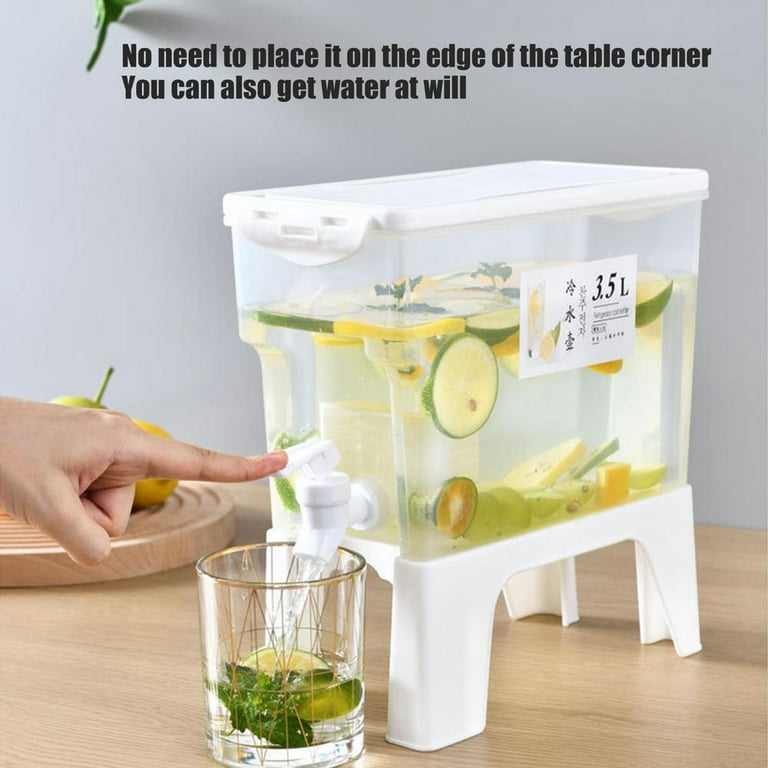 3.5L Water Pitcher W/Faucet Beverage Drink Dispenser Jug Box Juice Cocktail