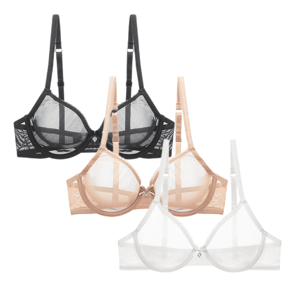 Women See-Through Lace Soft Transparent Everyday Bra 
