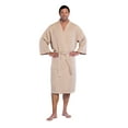 thumbnail image 2 of Turquaz Linen Lightweight Long Waffle Kimono Spa Robe for Men (Small/Medium, Taupe), 2 of 3