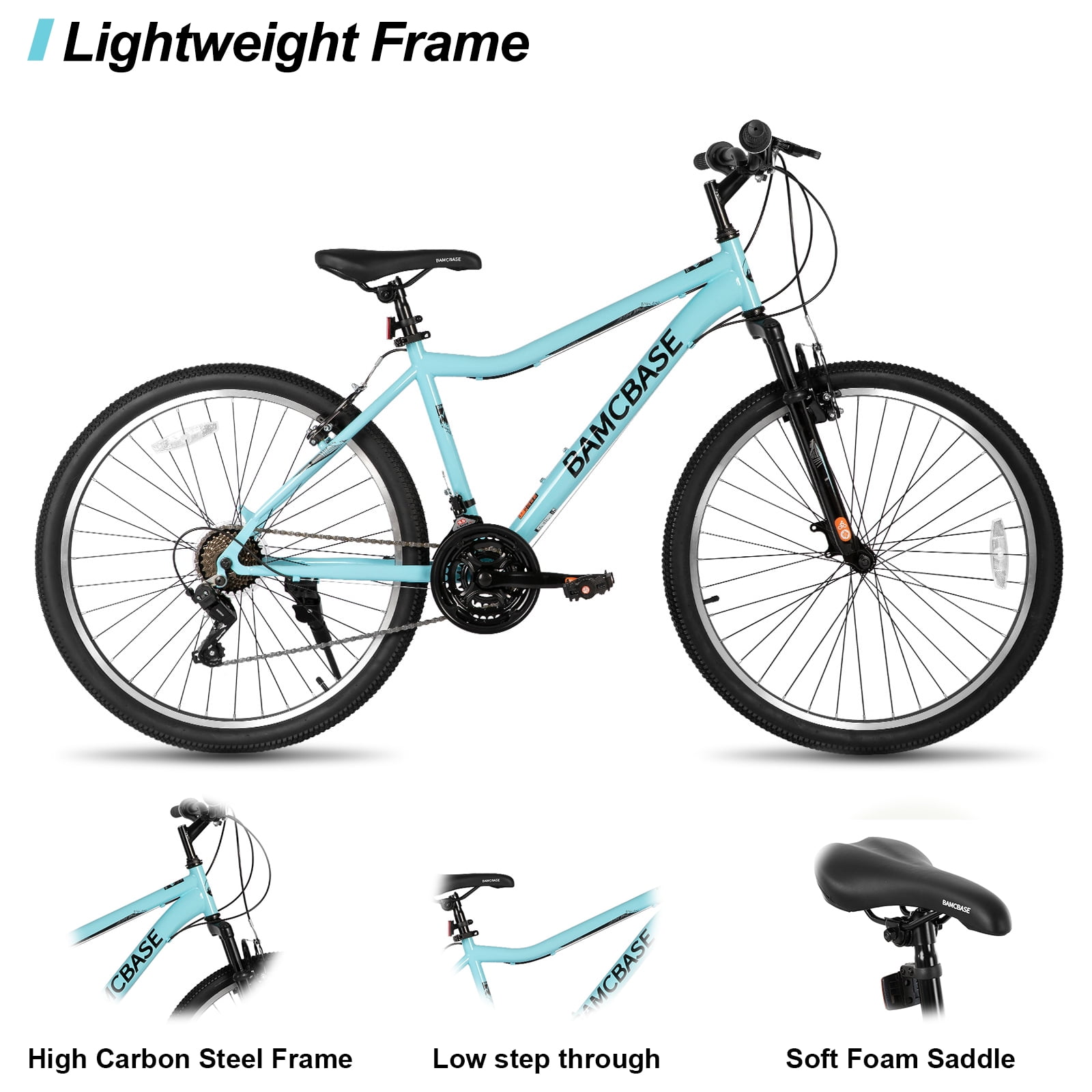 Hiland Women 26 Inch Mountain Bike, Mens and Womens Bicycle with 21 Speed, High-Carbon Steel Frame Mountain Bicycle, Sport MTB for Men Adult