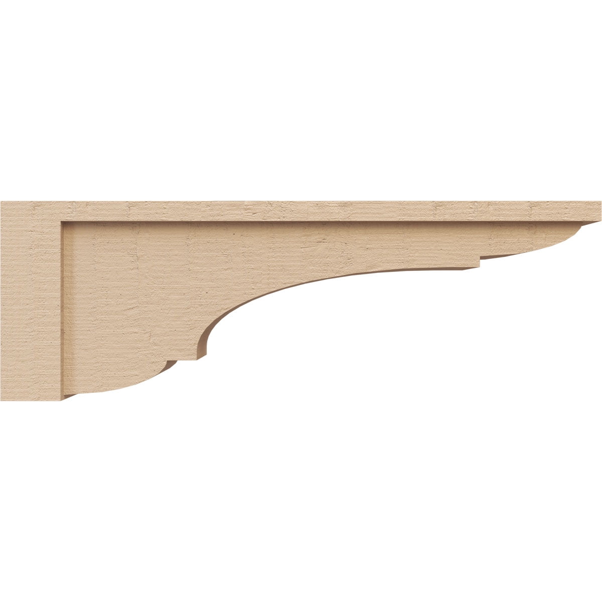 5"W x 30"D x 10"H Thin Bryant Rough Cedar Woodgrain TimberThane Corbel, Primed Tan