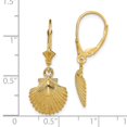 thumbnail image 3 of FB Jewels 14K Yellow Gold Scallop Shell Leverback Earrings 2D Text, 3 of 3
