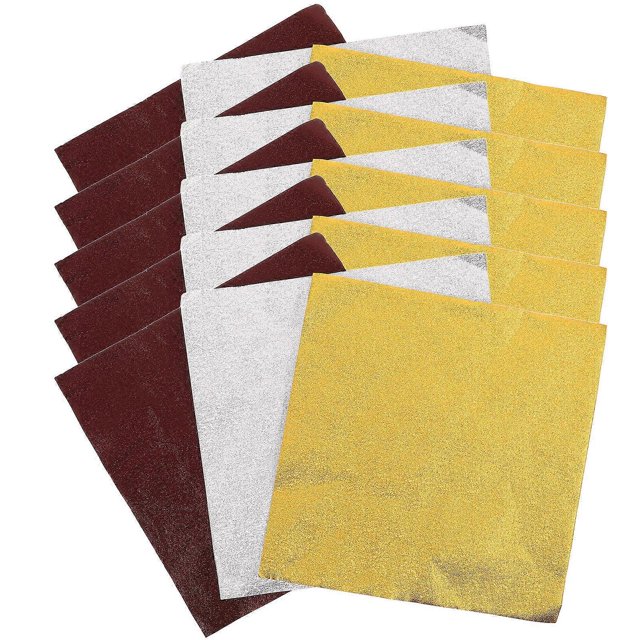 3 Pack Aluminum Foil Candy Wrappers for Chocolates – Wide Square Colored Foil with Orange Peel Texture in Gold, Silver, and Coffee – Ideal for