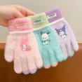 thumbnail image 3 of Guantes de invierno para niños con dibujos animados Kulomi Plus, juego de dedos de terciopelo cálidos y gruesos para bebés, juego de cinco dedos Sanrio para niños y niñas, 3 of 5