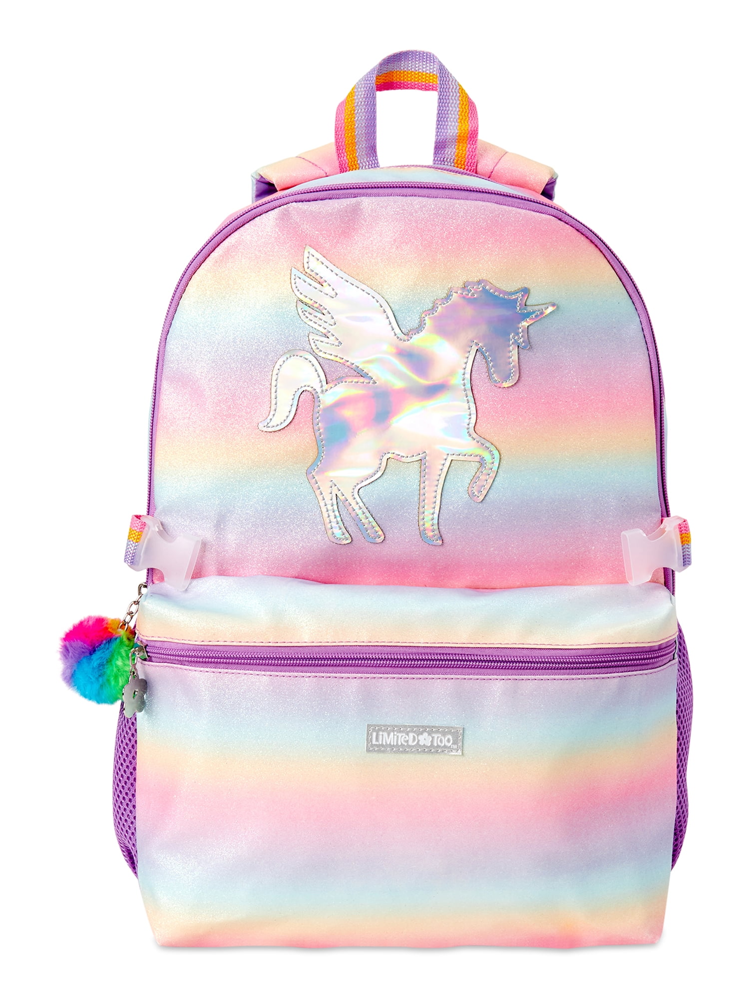 Limited Too Sugar Glitter Backpack with Lunch Bag, Rainbow Unicorn ...
