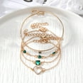 thumbnail image 5 of Ensemble: Heart Bracelet and Three Green Zircon Bracelets in a 4-piece Set, 5 of 9