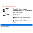 thumbnail image 2 of Front Right Window Regulator - Compatible with 1995 - 2001 BMW 740iL 1996 1997 1998 1999 2000, 2 of 2