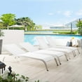 thumbnail image 1 of Lounge Chair Chaise, Set of 4, Aluminum, Metal, Steel, White, Modern Contemporary Urban Design, Outdoor Patio Balcony Cafe Bistro Garden Furniture Hotel Hospitality, 1 of 5