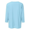 thumbnail image 4 of EHTMSAK Plus Size Tee Shirts for Women 3/4 Sleeve Elbow Length Dandelion Printed Solid Color Crewneck Shirts Fashion Summer Blouses Casual Loose Fit Plus Size Tee Tops Light Blue M, 4 of 4
