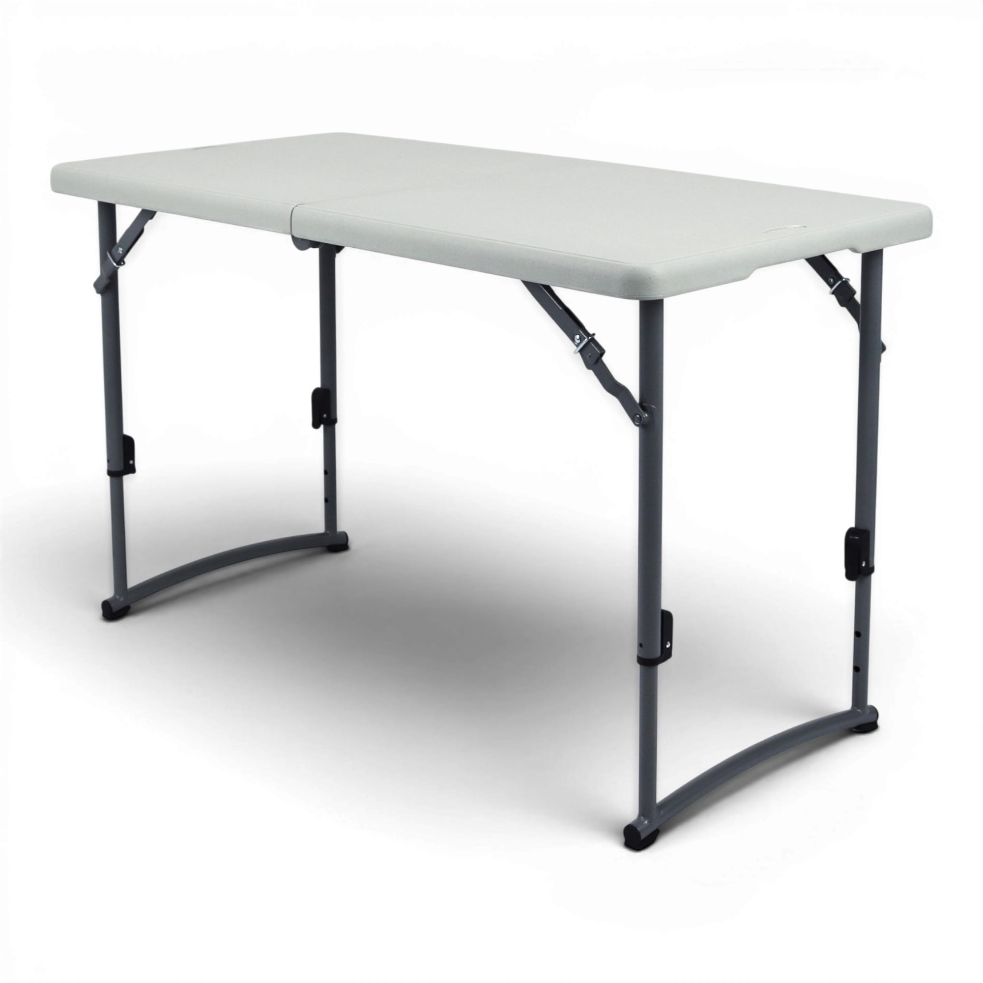 Hampden Furnishings Derek Collection 24"x48" Adjustable-Height Fold-in-Half Table, Indoor/Outdoor, 22"-35", Speckled Grey