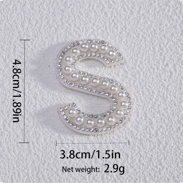 BUYISI New A-Z Silver Pearl Rhinestone English Letter Patches For Clothes BRIDE Iron On Stickes 3-D Handmade Beaded Stripe Name Badge S
