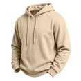 thumbnail image 5 of Hoodie for Men Pullover Fleece Sweatshirt with Pockets Long Sleeve Casual Athletic Top, Khaki-S, 5 of 9