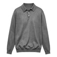 thumbnail image 6 of Long Sleeve Polo Shirt for Men Turn Down Collar Heavyweight Knit Polo Slim Fit Casual Shirts Soft Fabric, 6 of 6