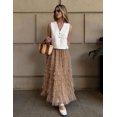thumbnail image 6 of Women's Tulle Midi Skirt Elastic High Waist A-Line Ruffle Tiered Layered Mesh Puffy Long Maxi Skirt, 6 of 11