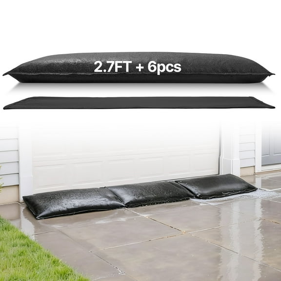 VEVOR Flood Barrier, 6 Pack, 2.7 x 1.4 ft Flood Bags Activated by Water, Reusable Water Absorbent Barrier, Sandless Sandbags Blockage, Flooding Prevention Bags for Home, Doorways, Basement, Garage