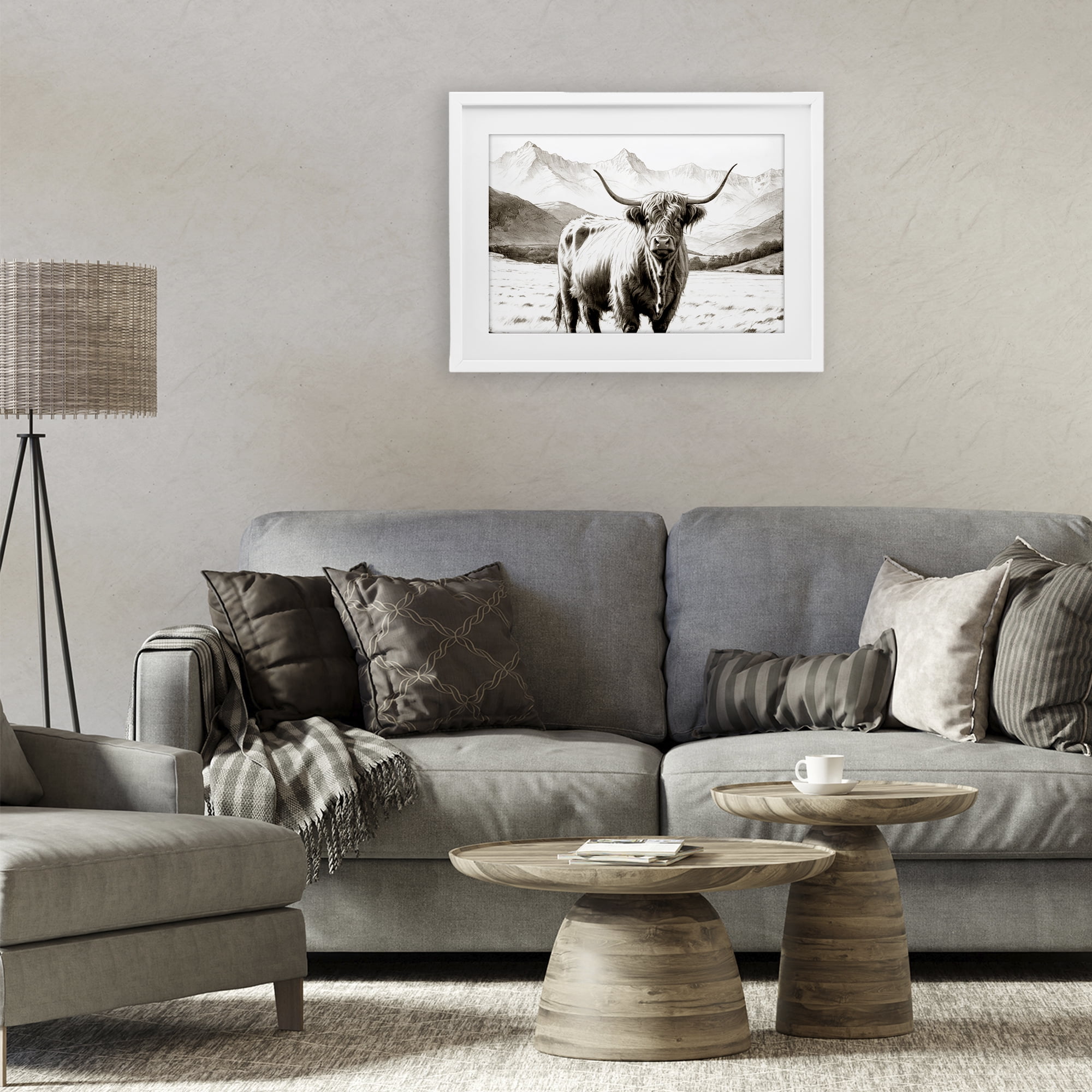 Stupell Industries Highland Sepia Sketch White Framed Print Under Glass, design by Kim Allen
