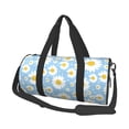 thumbnail image 2 of Xecao Daisies Flowers print Round Travel Duffel Bag is a foldable gym bag with an inner pocket, perfect for travel sports, 2 of 8
