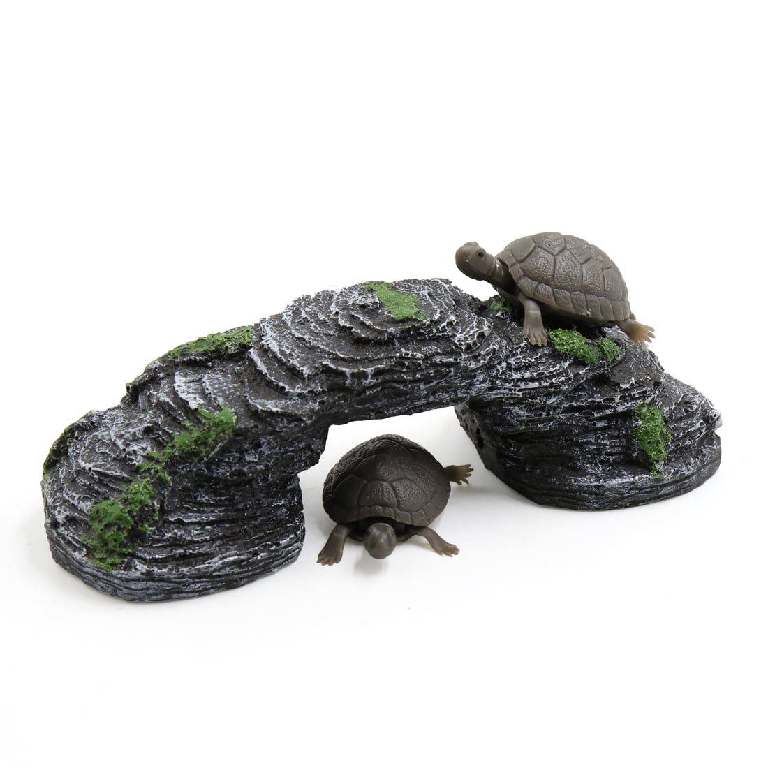 uxcell® Dark Green Resin Climb Stone Tortoise Cave Reptiles House Ornament for Aquarium