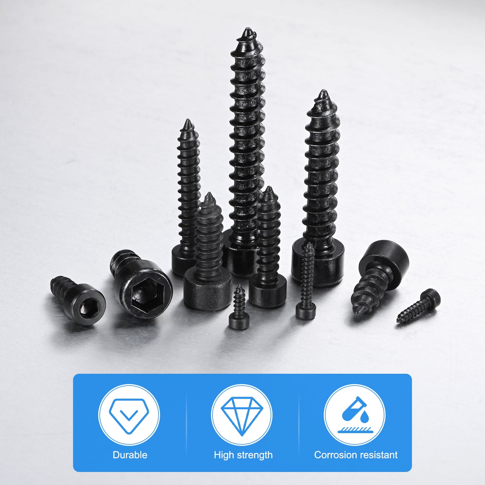 Uxcell 100 Pack Hex Socket Head Screws, M4x30mm Stainless Steel Bolts Full Thread Self Tapping Screws for Furniture Machinery Electrical Appliances [Black]