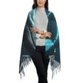 thumbnail image 2 of Sikiie Vintage Blue Pattern Whale Shawl Wraps Big Scarf Tassel Fall Winter Thick Scarf Warm Shawl Women Fall Gifts, 2 of 8