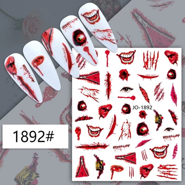 Pegatinas de uñas de la serie de Halloween de Navidad de invierno, accesorios de uñas, calcomanías de decoración de uñas de belleza de Santa Claus, alce de copo de nieve 3D