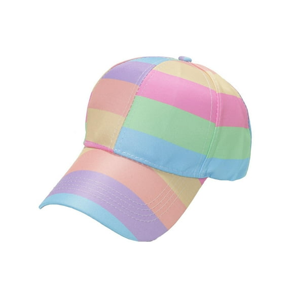LUOGENLI Sun Hats for Women Packable Men's and Women's Colorful Striped Shade Sun Hat Rainbow Base Cap Sports Cap Sun Hats for Women Wide Brim Ponytail Sun Hats for Women Packable Ponytail