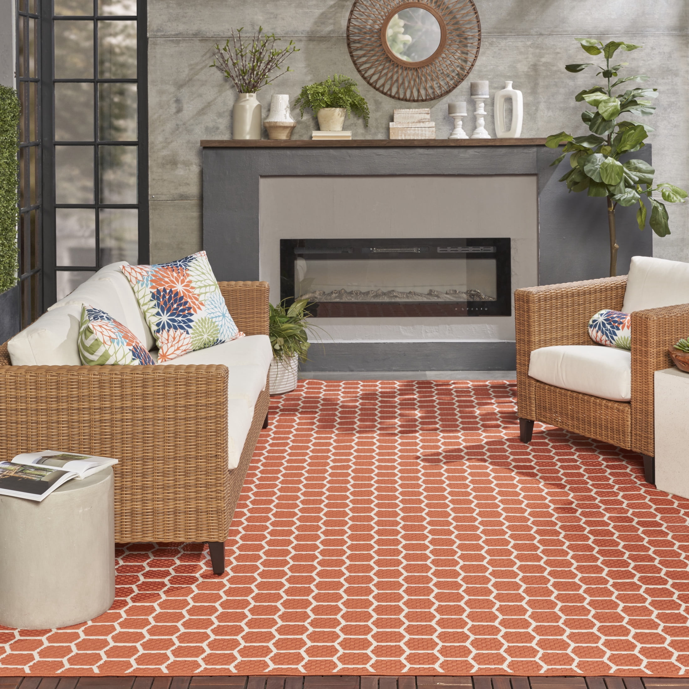 Nourison Twist Reversible 9' x 12' Coral Modern Rug
