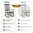 thumbnail image 6 of Ktaxon Solid Poplar Wood Rocking Chair, High Back Ergonomic Patio Rocker for Lawn Porch Garden Indoor Outdoor, Gray, 6 of 13