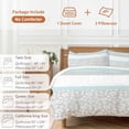 thumbnail image 6 of 3 Piece Aqua Grey Duvet Cover Set Twin Size,Microfiber Comforter/Quilt Cover with Corner Ties and 2 Pillowcases,Chic Garden Floral Stripe Embroidery Design All Season Soft Bedding with Zipper Closure, 6 of 8