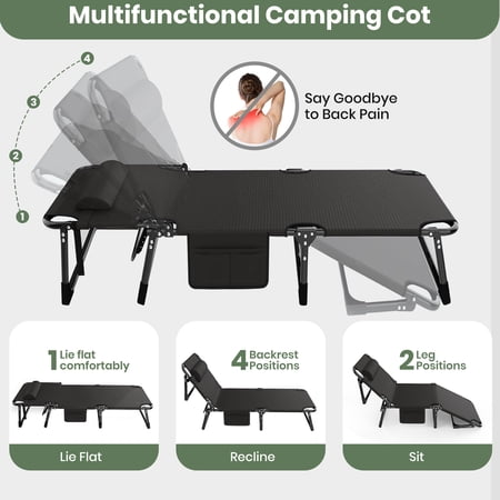 GVDV PORTABLE FOLDING CAMPING COT WITH MATTRESS, 29″ WIDE MULTI-POSITION FOLDING CHAISE LOUNGE CHAIR, OVERSIZED FOLDING BED SLEEP COT FOR OUTDOOR, HOME, OFFICE