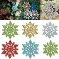 thumbnail image 3 of JANDEL 12 Pack Glitter Snowflake Winter Snowflake Ornaments Christmas Hanging Decorations Home Xmas Navidad Tree Window Door Accessories,White, 3 of 6