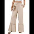 thumbnail image 3 of Pantalones Palazzo de Cintura Alta y Pierna para Mujer, Pantalones Playeros con Encaje Fluido, Trajes de Verano, Color Albaricoque S, 3 of 10
