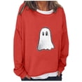 thumbnail image 2 of Craaazy Halloween Shirts For Women Fake Two Piece Casual Crew Neck Long Sleeve pullover Halloween Print Tops Gifts, 2 of 6