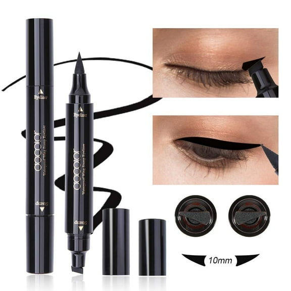 Docolor Liquid Eyeliner Stamp Double-sided Liquid Winged Eye Liner Pen Waterproof Smudgeproof Long Lasting Wing - Black