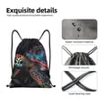 thumbnail image 4 of Saiise Colorful Plant Turtle A Pattern Sports Drawstring Backpack - String Swim Gym Bag with Wet Proof Pocket for Women&Men-Small, 4 of 6