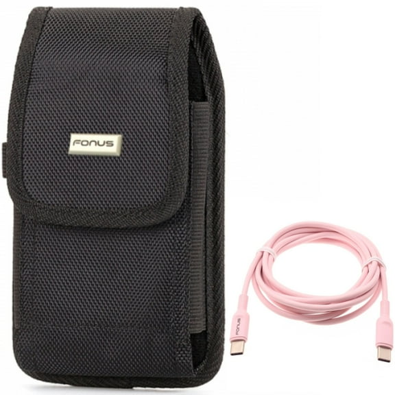 For Galaxy A23 /A14 /A13 - Pink 6ft Long Cable w Case Belt Clip, USB-C to Type-C PD Fast Charger Cord, Swivel Holster Rugged for Samsung Galaxy A23 /A14 /A13 5G