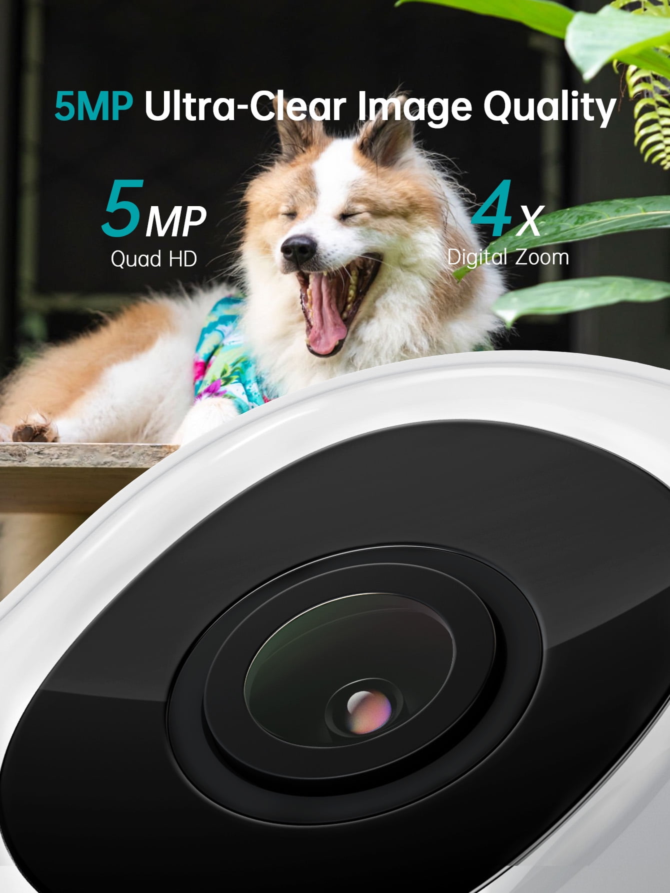 ZUMIMALL 2 Pack 5MP Wired Security Camera, 360° PTZ Auto Tracking, 2.4/5GHz WiFi, Indoor Outdoor, 24/7 Recording, White
