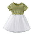 thumbnail image 1 of Robes d'Adolescent Jupe d'Été Manches Courtes Col Rond Uni pour Usage Quotidien Robe pour Tout-Petit Vert 12-18 Mois, 1 of 3
