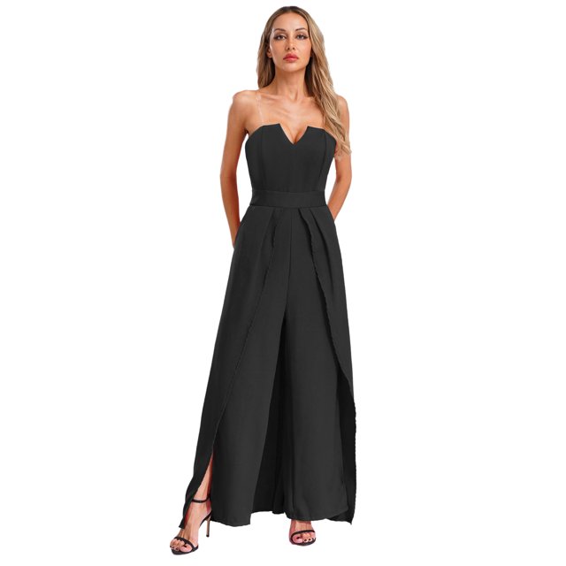 renvena Womens Off Shoulder Dress Ankle Length Ruffled Maxi Dressing Gown for Wedding Party Black XL