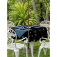 thumbnail image 2 of Outdoor Tablecloth with Umbrella Hole and Zipper, Christmas Black Round Table Cloth 54 Inch Waterproof Tablecloth, Winter Snowflakes Xmas Retro Picnic Table Cover for Patio Camping, 2 of 7