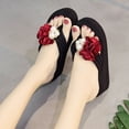 thumbnail image 4 of Women’s Floral Flip Flop With&nbsp;Pearl 2.1 Inch Summer&nbsp;Platform&nbsp;Sandals Girls&nbsp;Heels&nbsp;Thong&nbsp;Shoes Arch Support Comfortable Soft Cushion Floral&nbsp;Wedges Floral Red 40, 4 of 5