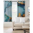 thumbnail image 2 of Turquoise Gold Modern Blackout Curtains for Bedroom Living Room Darkening Curtains 63 Inches Long Abstract Teal Marble Geometric Window Curtain 2 Panels Set Window Treatment Grommet Drapes 42"x63", 2 of 9