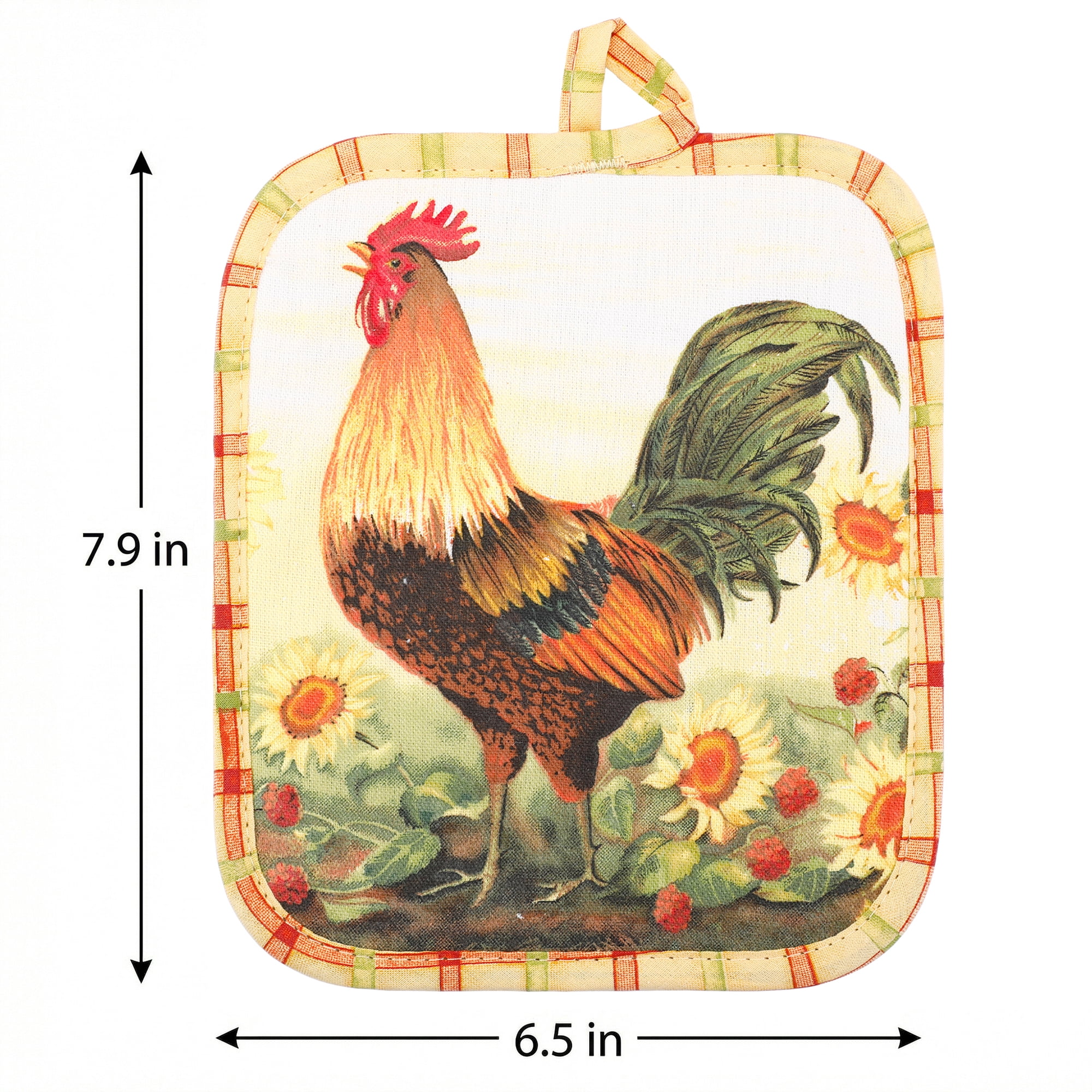 Unique Bargains 2 Pcs Pot Holders, Heat Resistant Trivets for Baking Rooster 6.5"x7.9"